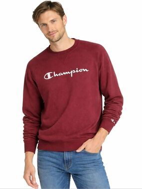 CHAMPION Long Sleeve Crew Neck Wine Colored Sweatshirt Size Medium